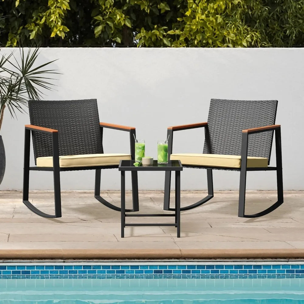 3 Piece Outdoor Patio Wicker Furniture Set