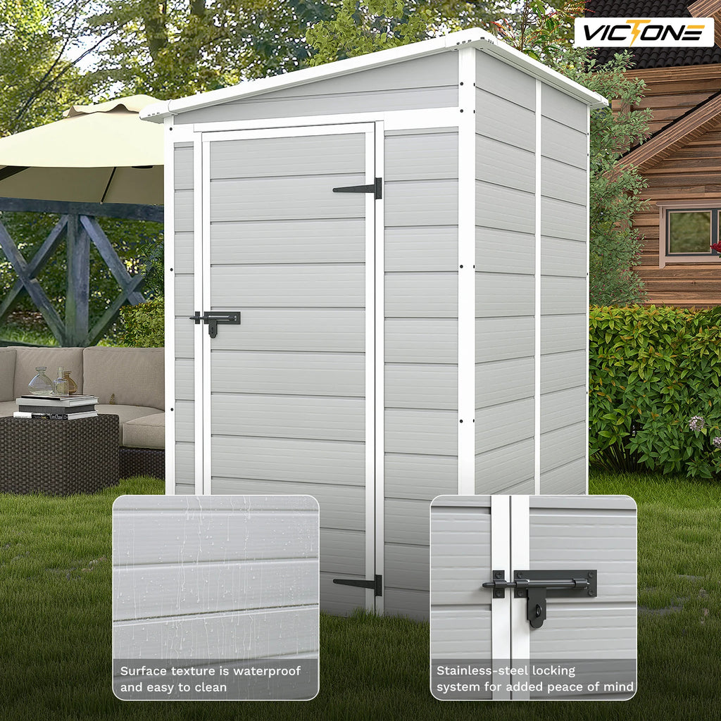 5x4 FT Plastic Outdoor Storage Shed with Floor