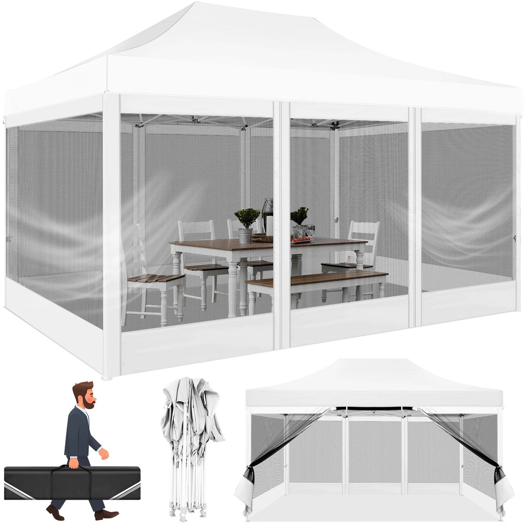 10x15 FT Heavy Duty Pop Up Canopy  with Mosquito Netting Walls