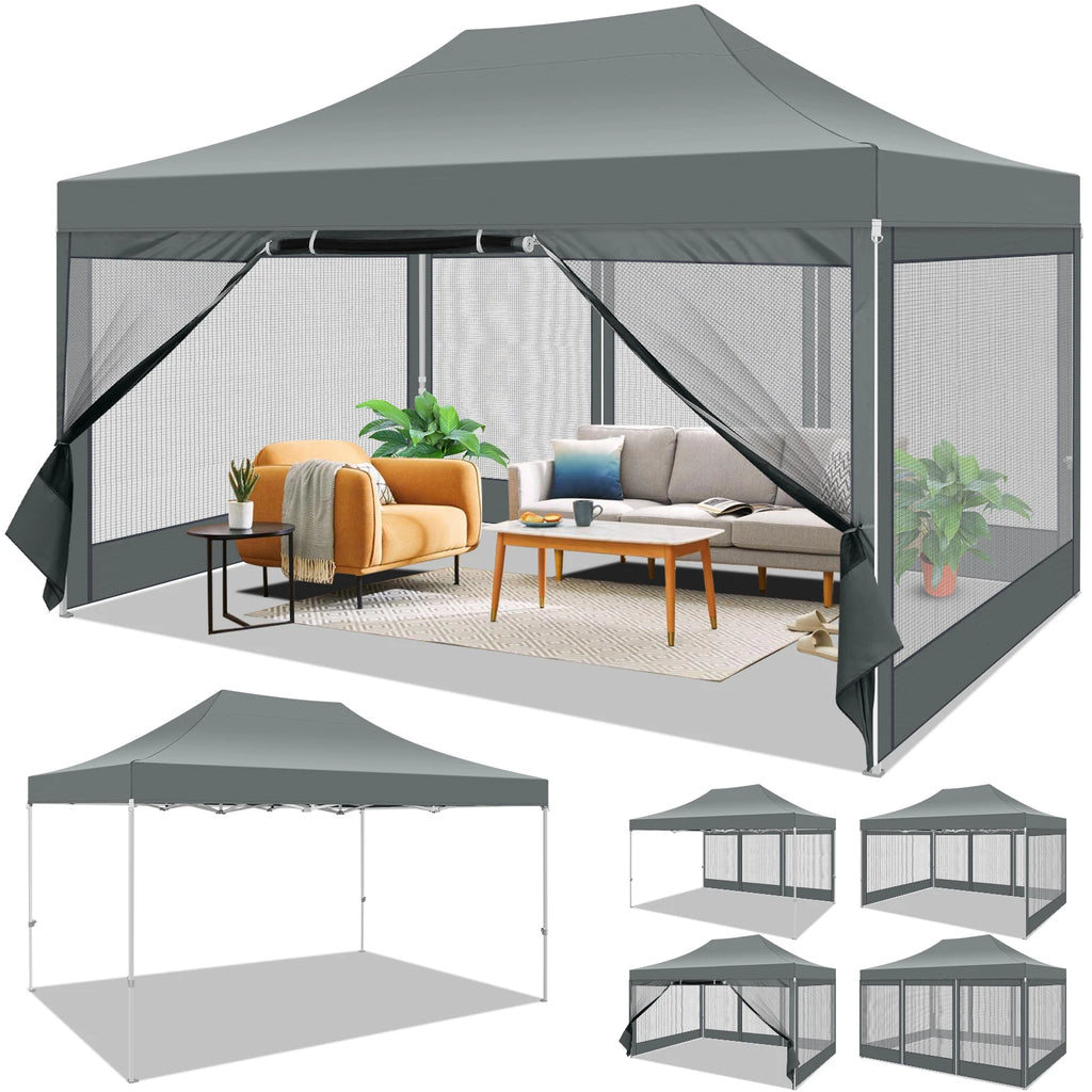 10x15 FT Heavy Duty Pop Up Canopy  with Mosquito Netting Walls