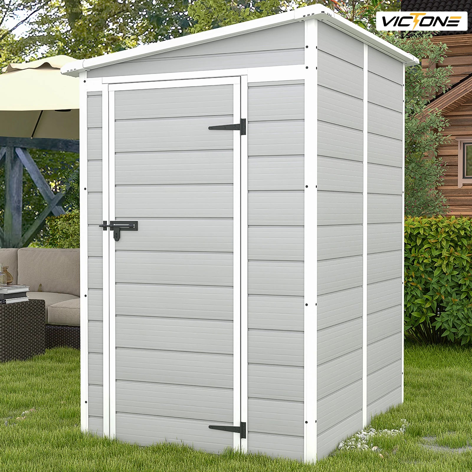 5x4 FT Plastic Outdoor Storage Shed with Floor