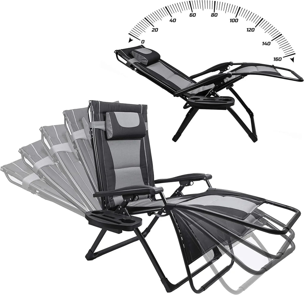 XXL Oversize Recliner Folding Chair for Camping Patio Outdoors