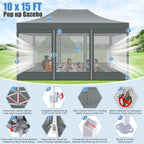 10x15 FT Heavy Duty Pop Up Canopy  with Mosquito Netting Walls