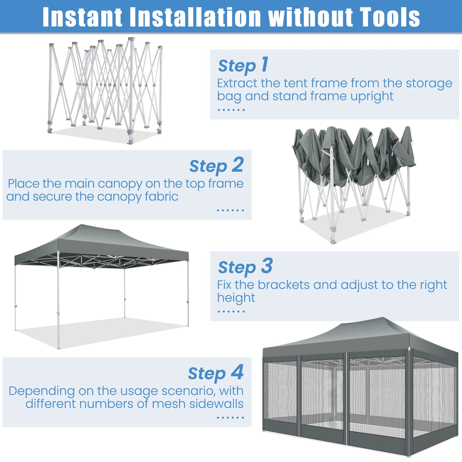 10x15 FT Heavy Duty Pop Up Canopy  with Mosquito Netting Walls