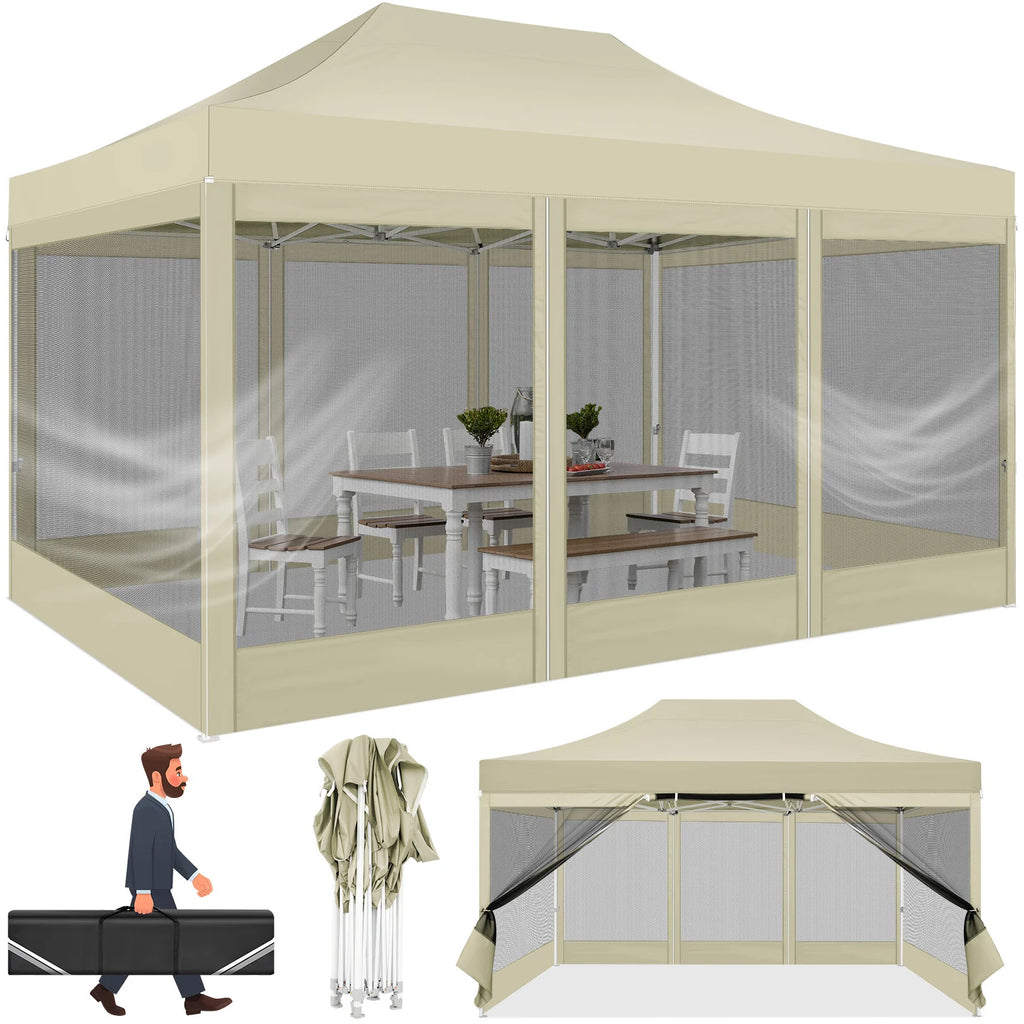 10x15 FT Heavy Duty Pop Up Canopy  with Mosquito Netting Walls