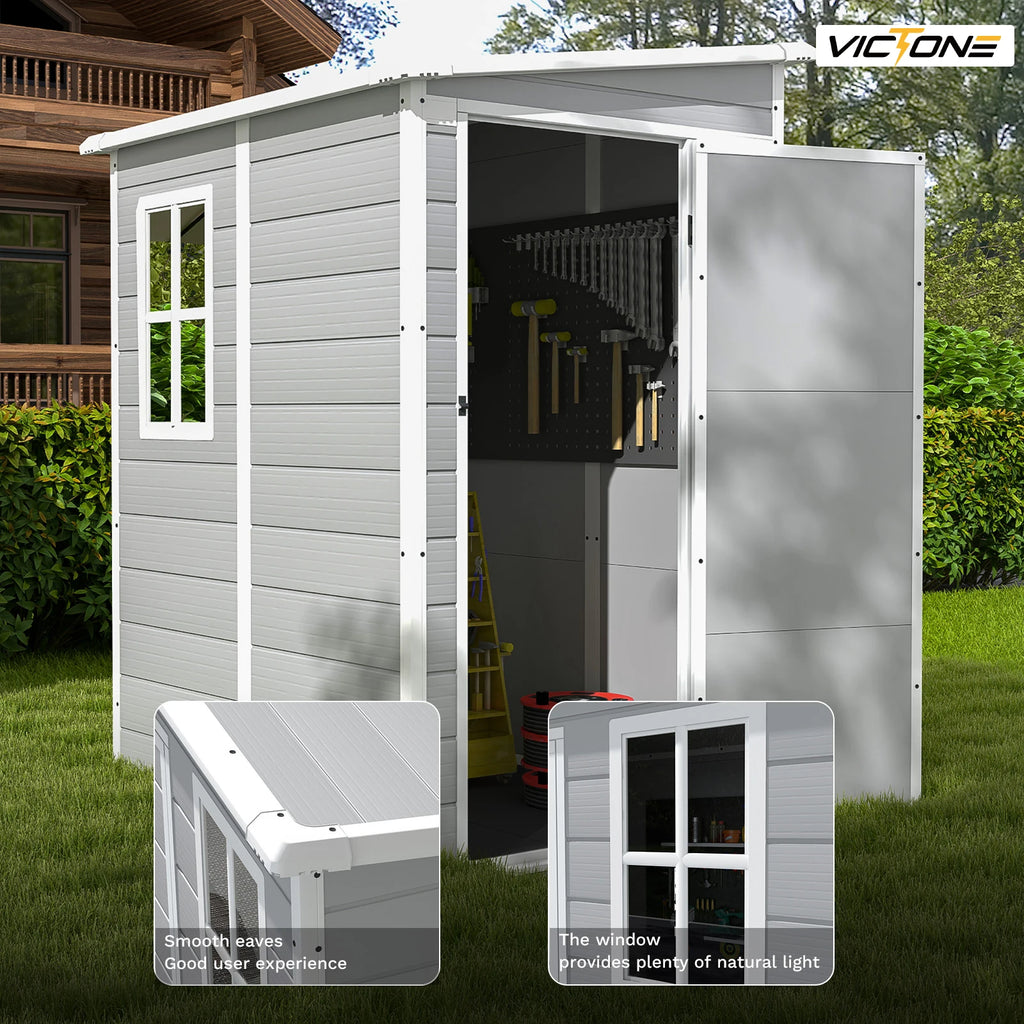 5x4 FT Plastic Outdoor Storage Shed with Floor