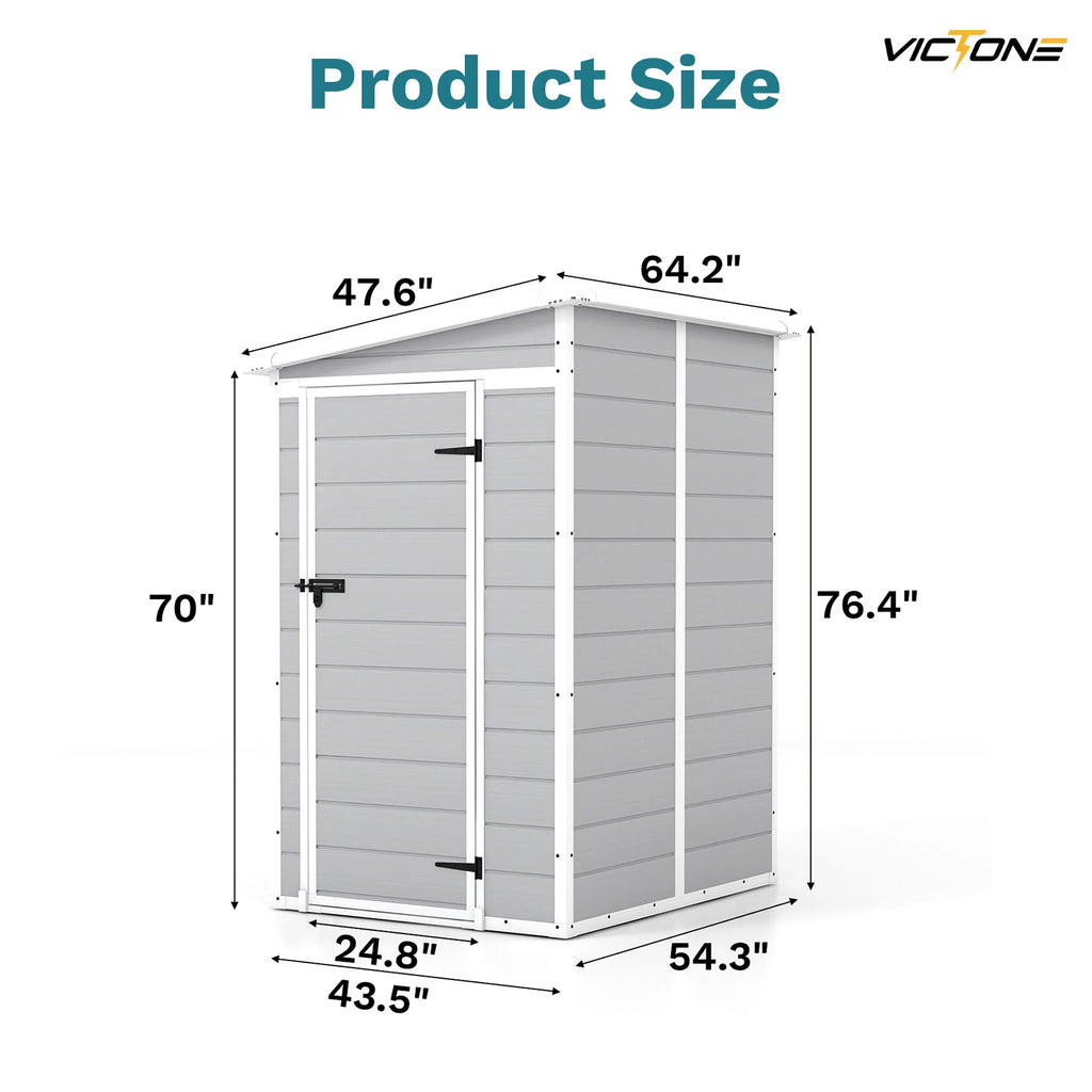 5x4 FT Plastic Outdoor Storage Shed with Floor