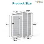 5x4 FT Plastic Outdoor Storage Shed with Floor