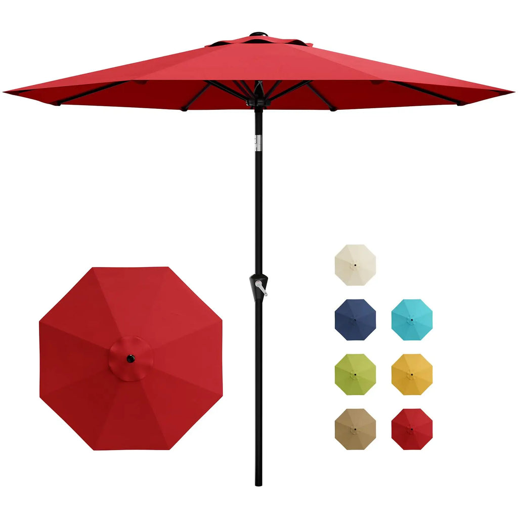9FT Patio Umbrella With Crank & Tilt, Outdoor  UV Protection Waterproof