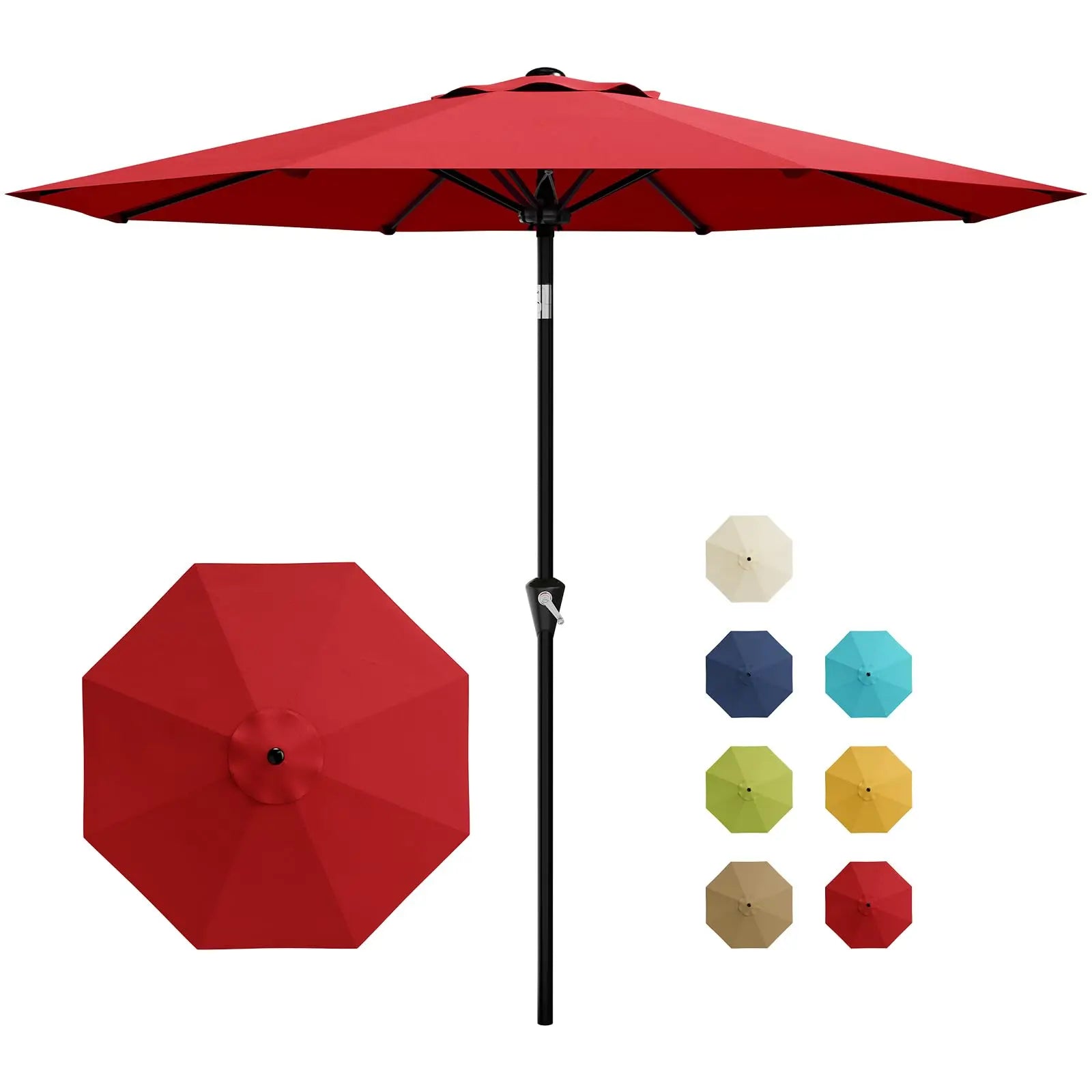 9FT Patio Umbrella With Crank & Tilt, Outdoor  UV Protection Waterproof