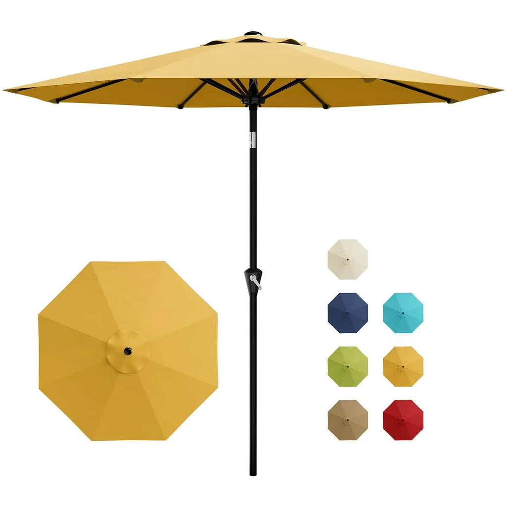 9FT Patio Umbrella With Crank & Tilt, Outdoor  UV Protection Waterproof