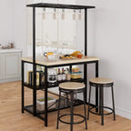 Kitchen Island with Storage, Bakers Rack with Power Outlet,