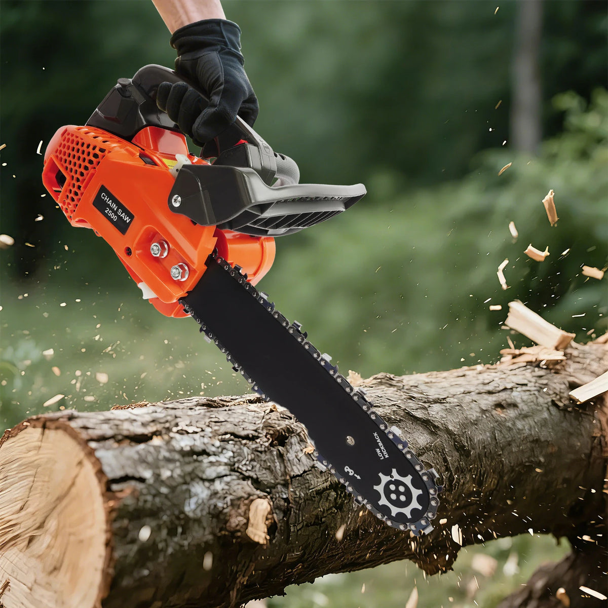 Petrol Chainsaw with 2 Stroke Engine, 25.4 cc 1.22 HP with Blade, Chainsaw, Anti-Vibration System, 56 x 21 cm, Automatic Homing