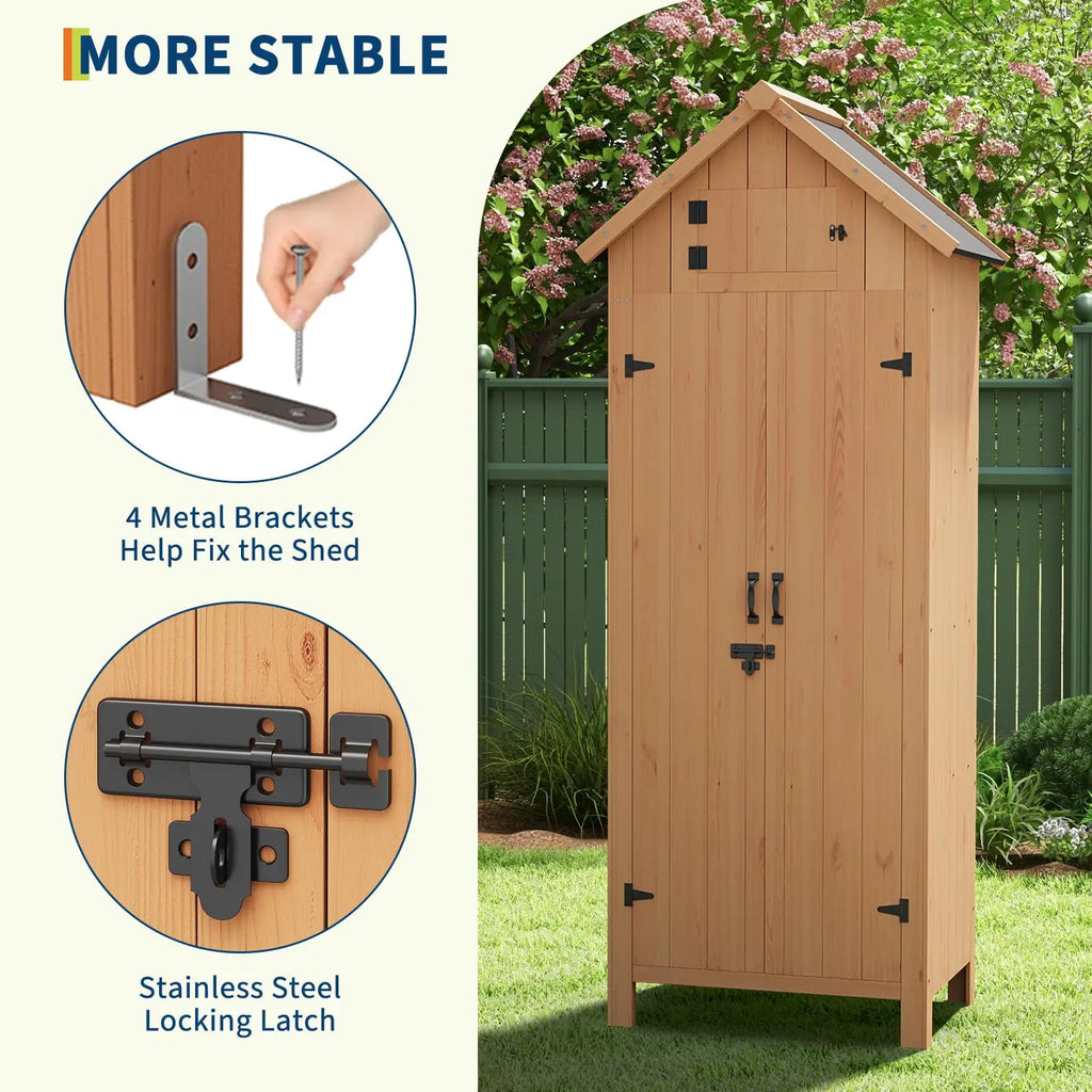 70" Wooden Outdoor Storage Shed