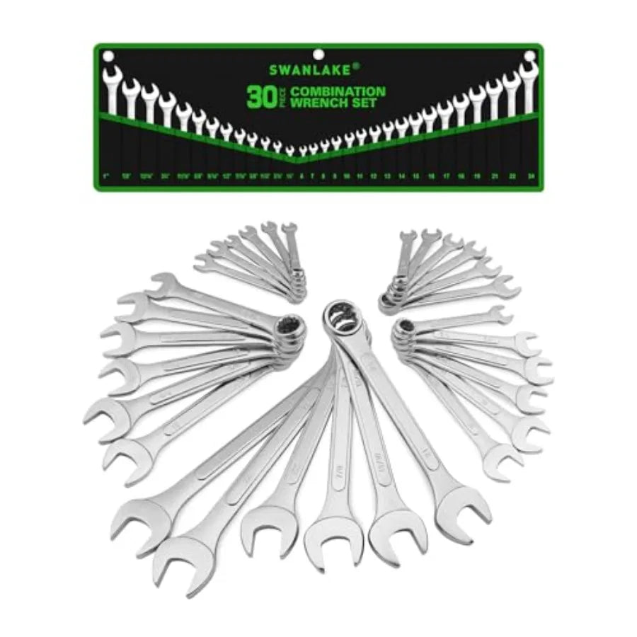 30-Piece Combination Wrench Set, Metric and SAE
