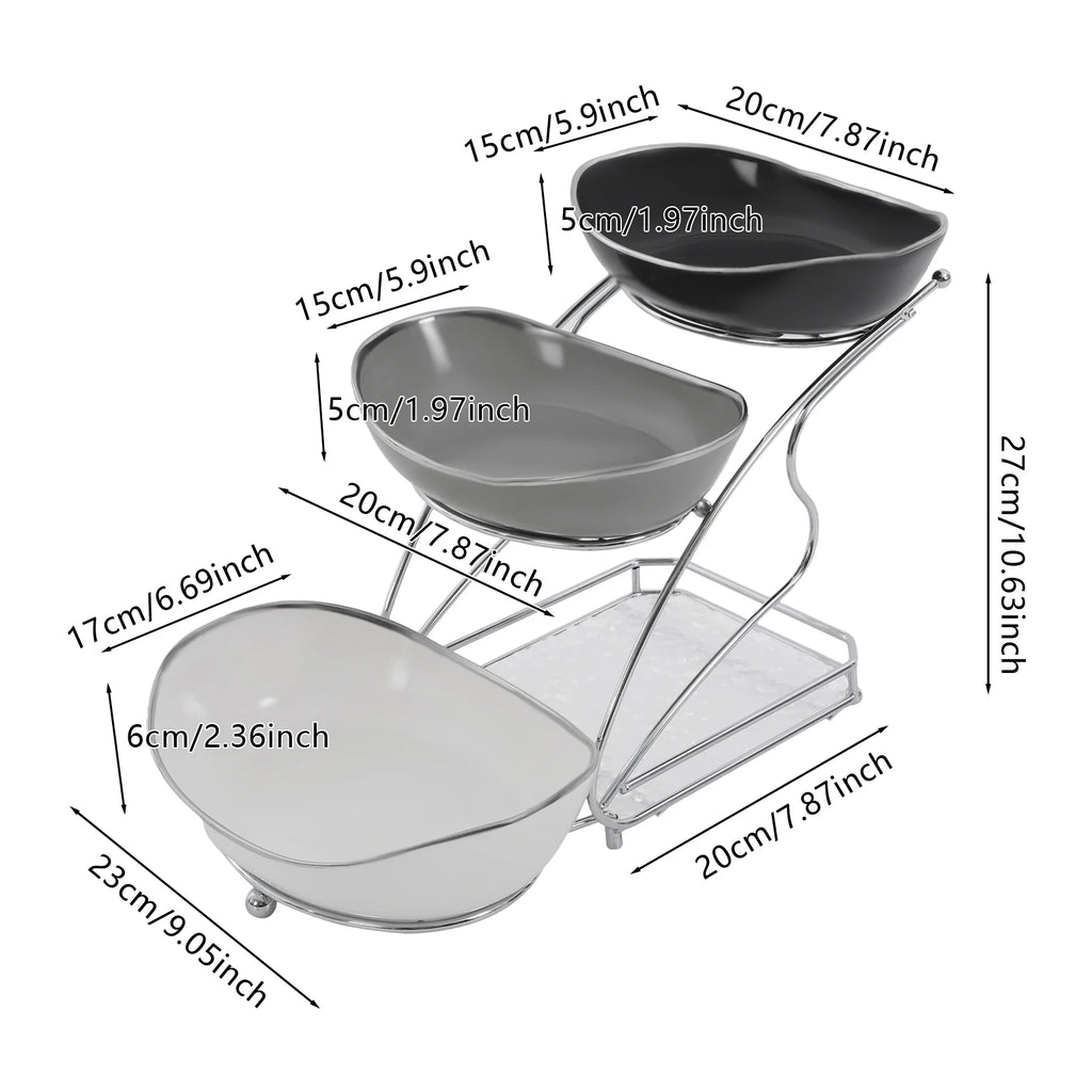3-Tier Silver Fruit Stand