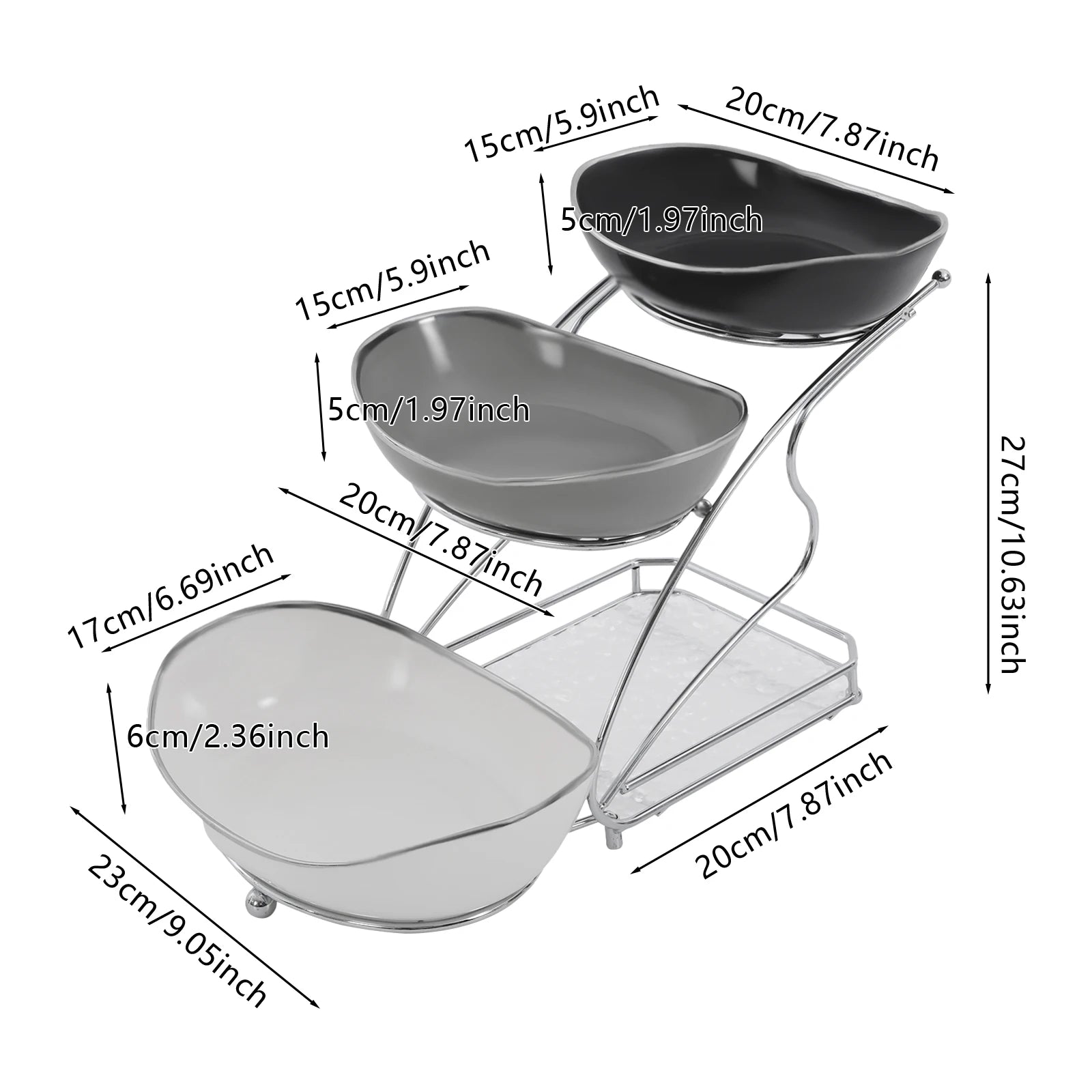 3-Tier Silver Fruit Stand