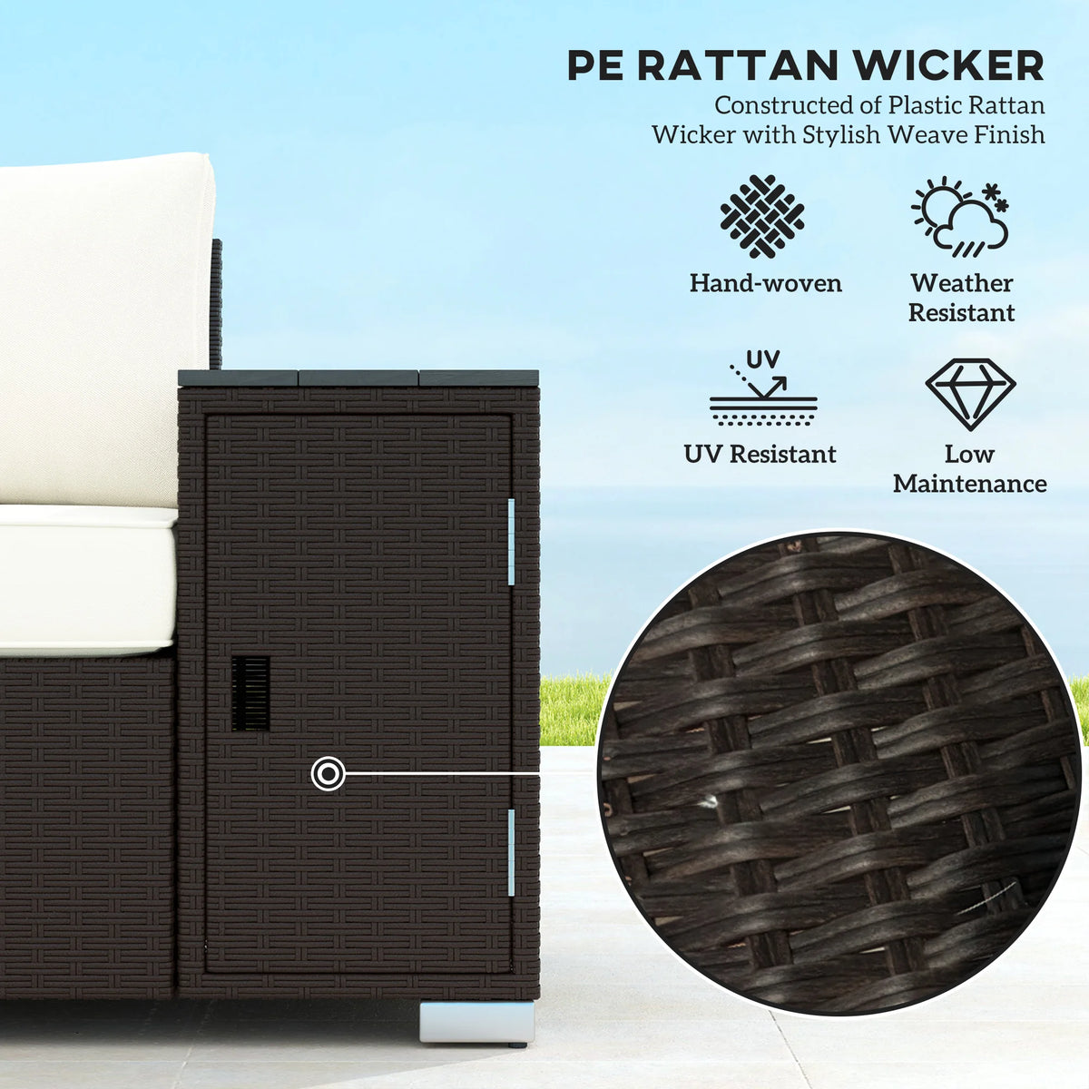 Wicker Outdoor Couch with Storage