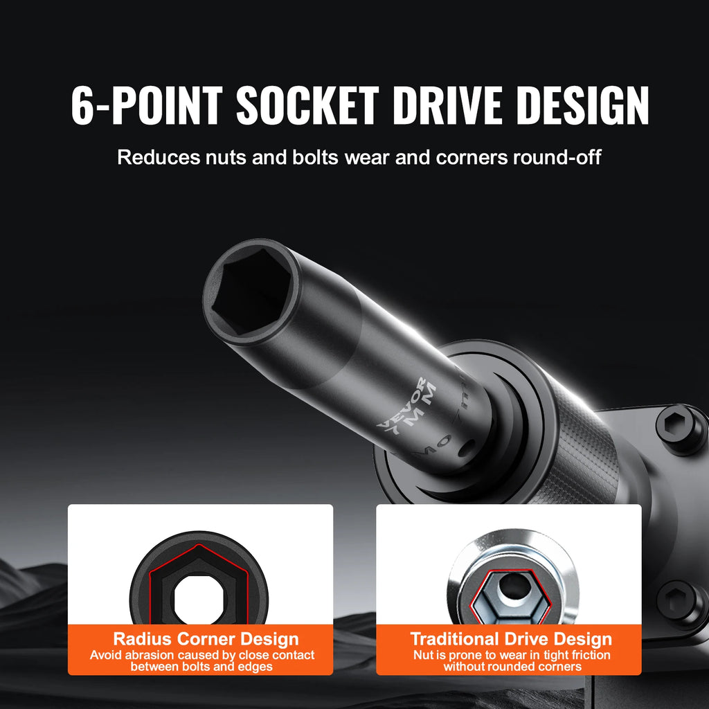 1/2" Drive Impact Socket Set  6 Point