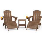 5-Piece HDPE Adirondack Chair Set w/ Adjustable Backrest Ottoman Side Table Weather Resistant Patio Garden Navy Customized