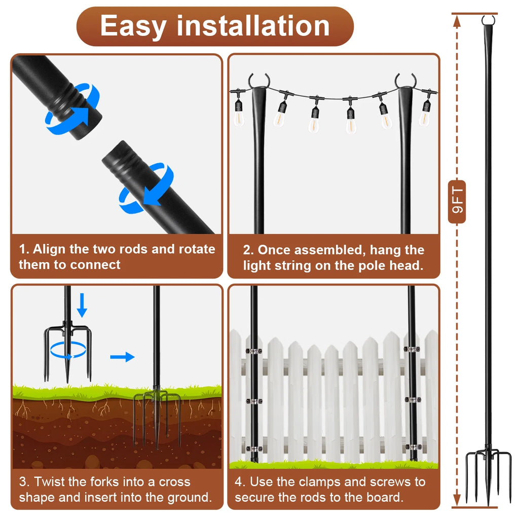 Patio String Lights and Poles