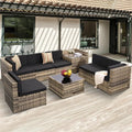 8 Piece Outdoor Wicker Patio Furniture Sectional Set