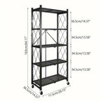 5Tier Heavy Duty Foldable Metal Storage Rack With Wheels