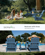 5-Piece HDPE Adirondack Chair Set w/ Adjustable Backrest Ottoman Side Table Weather Resistant Patio Garden Navy Customized