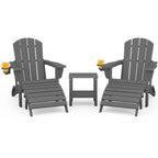 5-Piece HDPE Adirondack Chair Set w/ Adjustable Backrest Ottoman Side Table Weather Resistant Patio Garden Navy Customized