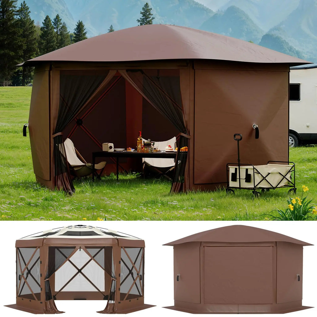 13FT Pop Up Gazebo 6-Sided Outdoor Canopy