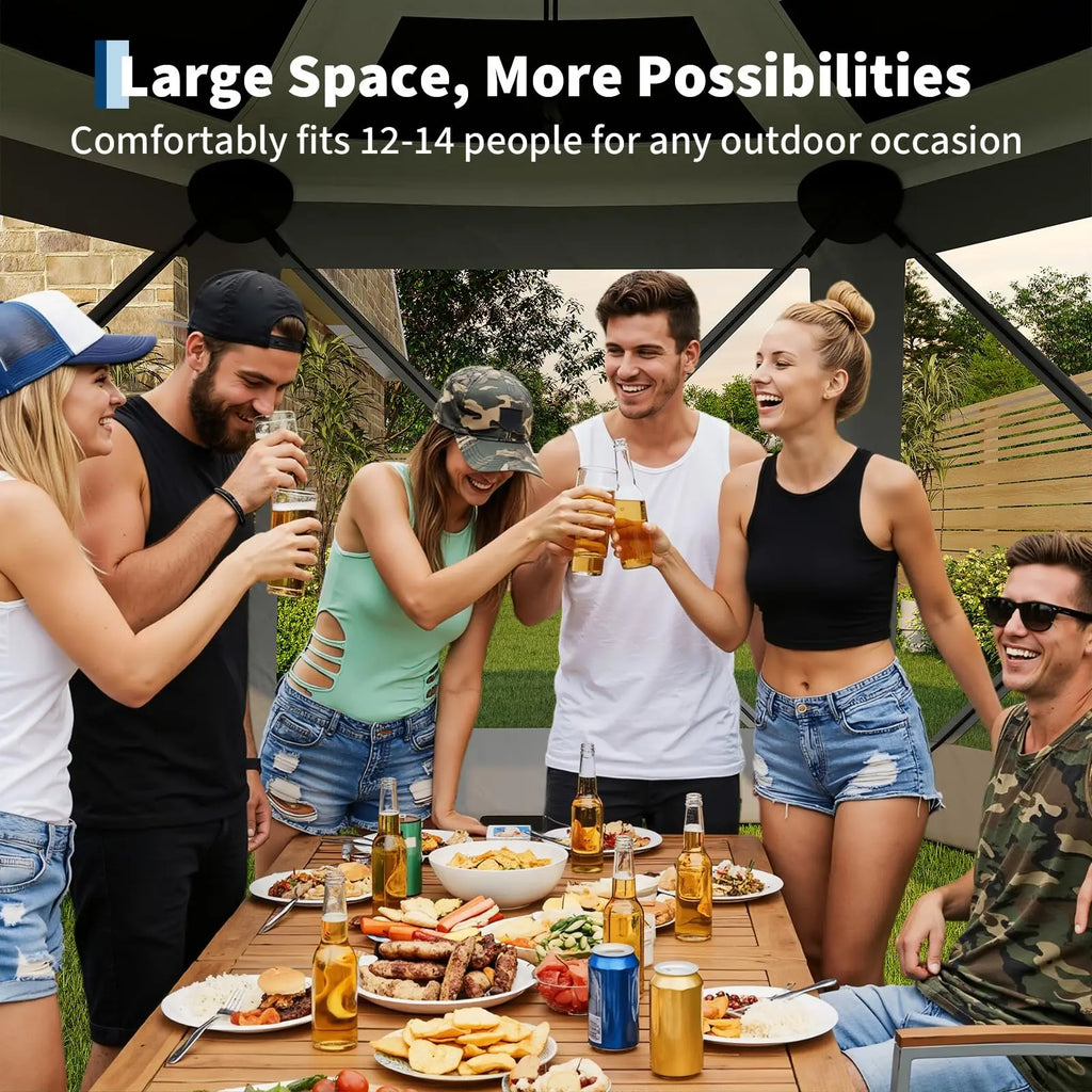 13FT Pop Up Gazebo 6-Sided Outdoor Canopy