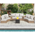 11-Piece Outdoor Wicker Sectional Sofa Set with Storage