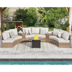 11-Piece Outdoor Wicker Sectional Sofa Set with Storage