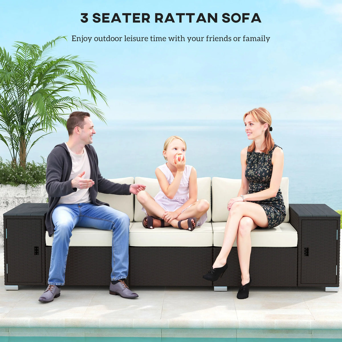 Wicker Outdoor Couch with Storage