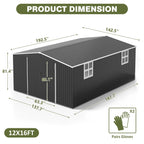 12x18FT  Metal Storage Shed