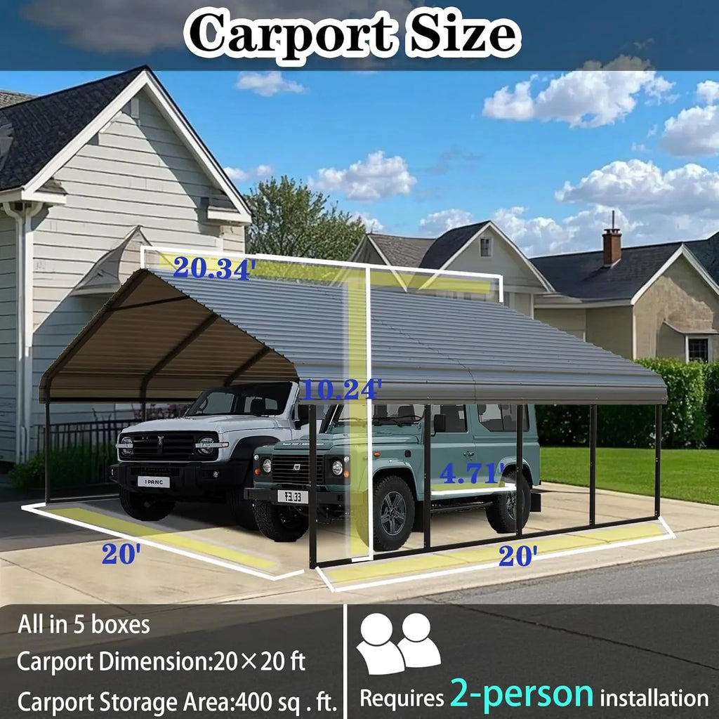 Heavy Duty Galvanized Steel Carport 20x20 FT