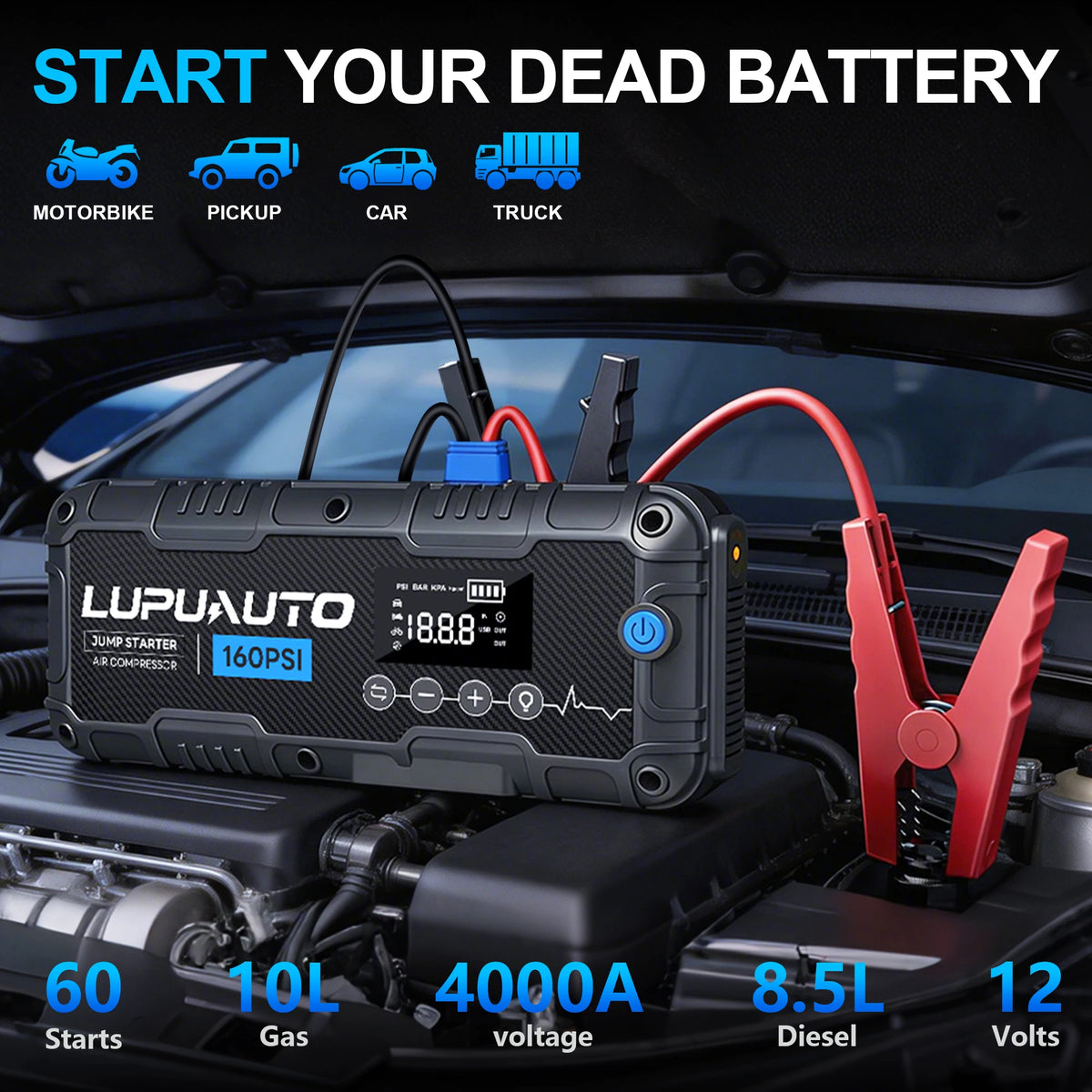 4 In 1 Car Jump Starter/Air Compressor