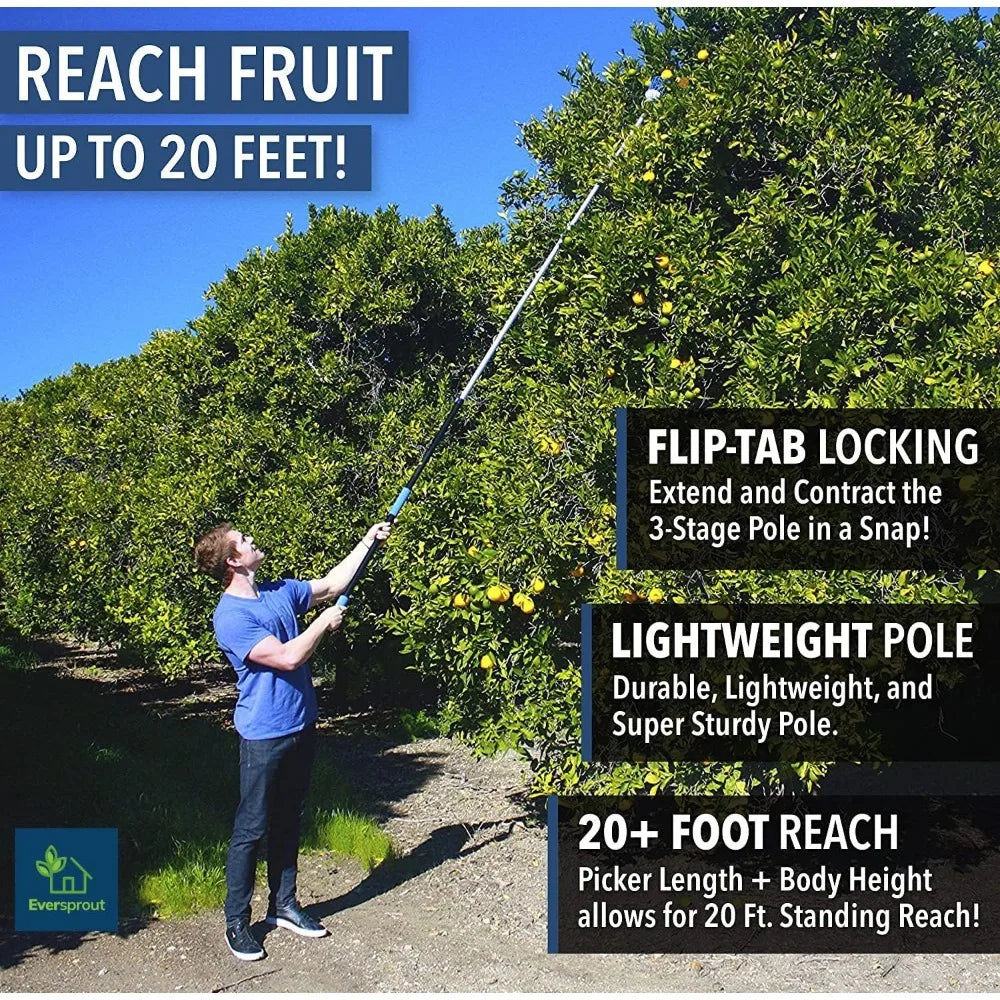 Telescoping Fruit Picker with 20+ Foot Reach