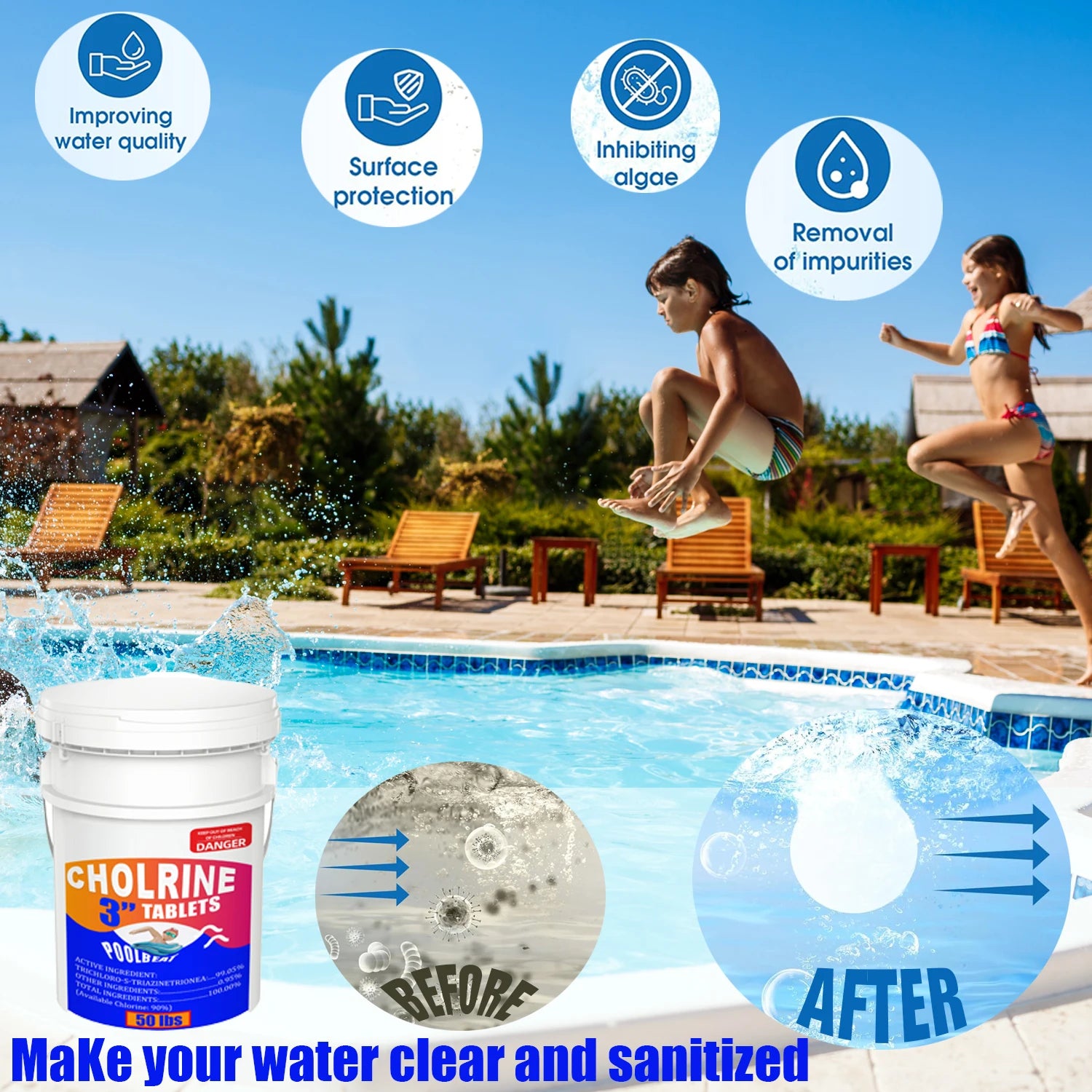 50 Pounds Chlorine Tablets 3 Inch