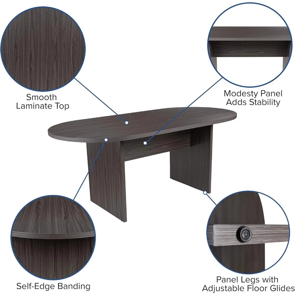 5 Piece Oval Conference Table Set