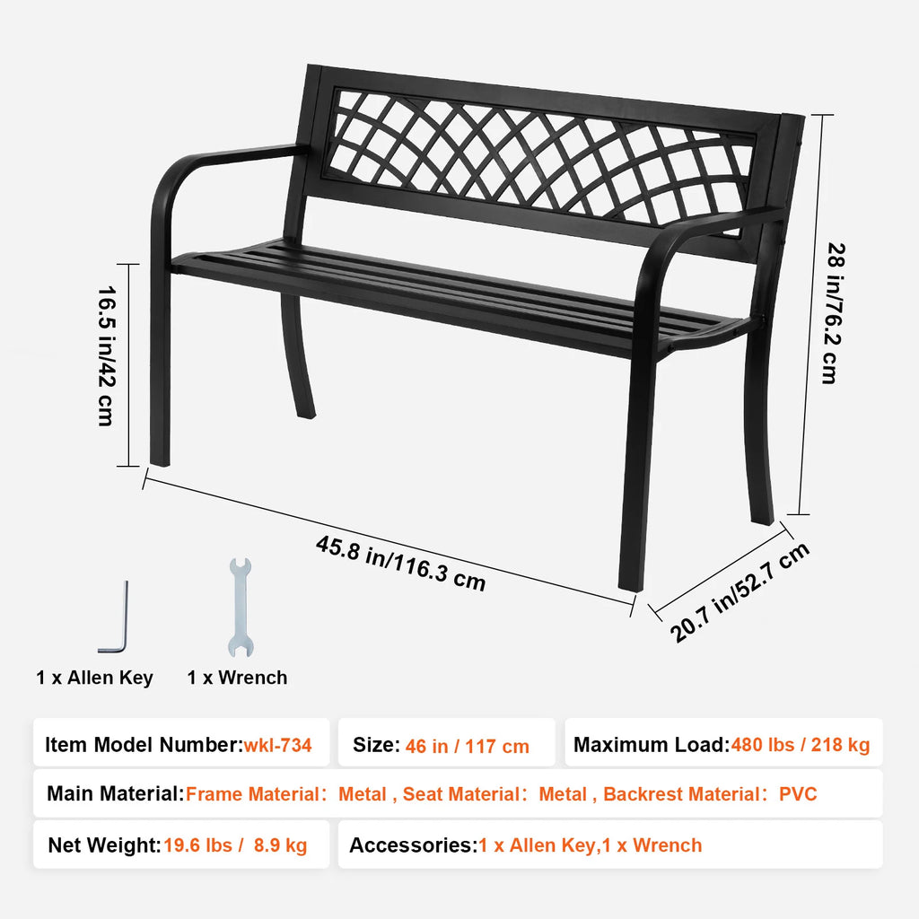 Outdoor Metal Garden Bench