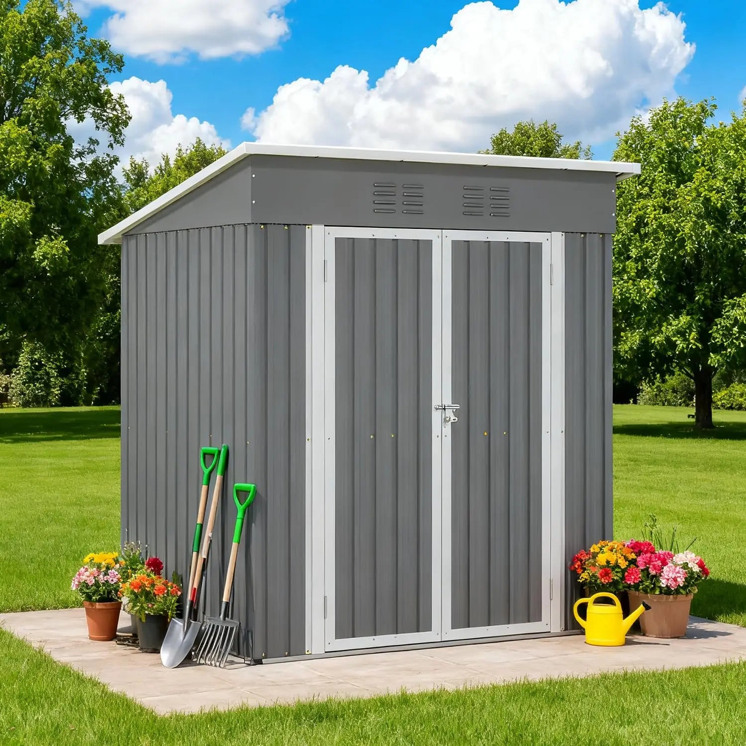 6x4FT Metal Outdoor Storage Shed