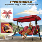 Outdoor Porch Swing with Adjustable Canopy,