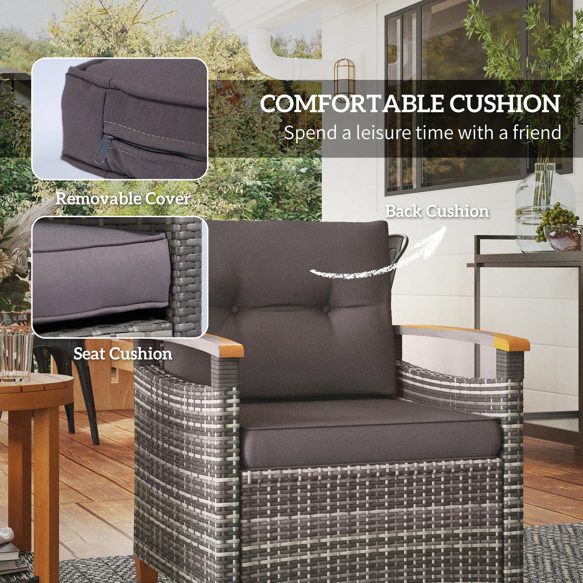 3 Pieces Wicker Patio Bistro Set