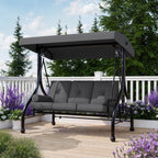 3-Seat Outdoor Porch Swing With Adjustable Canopy