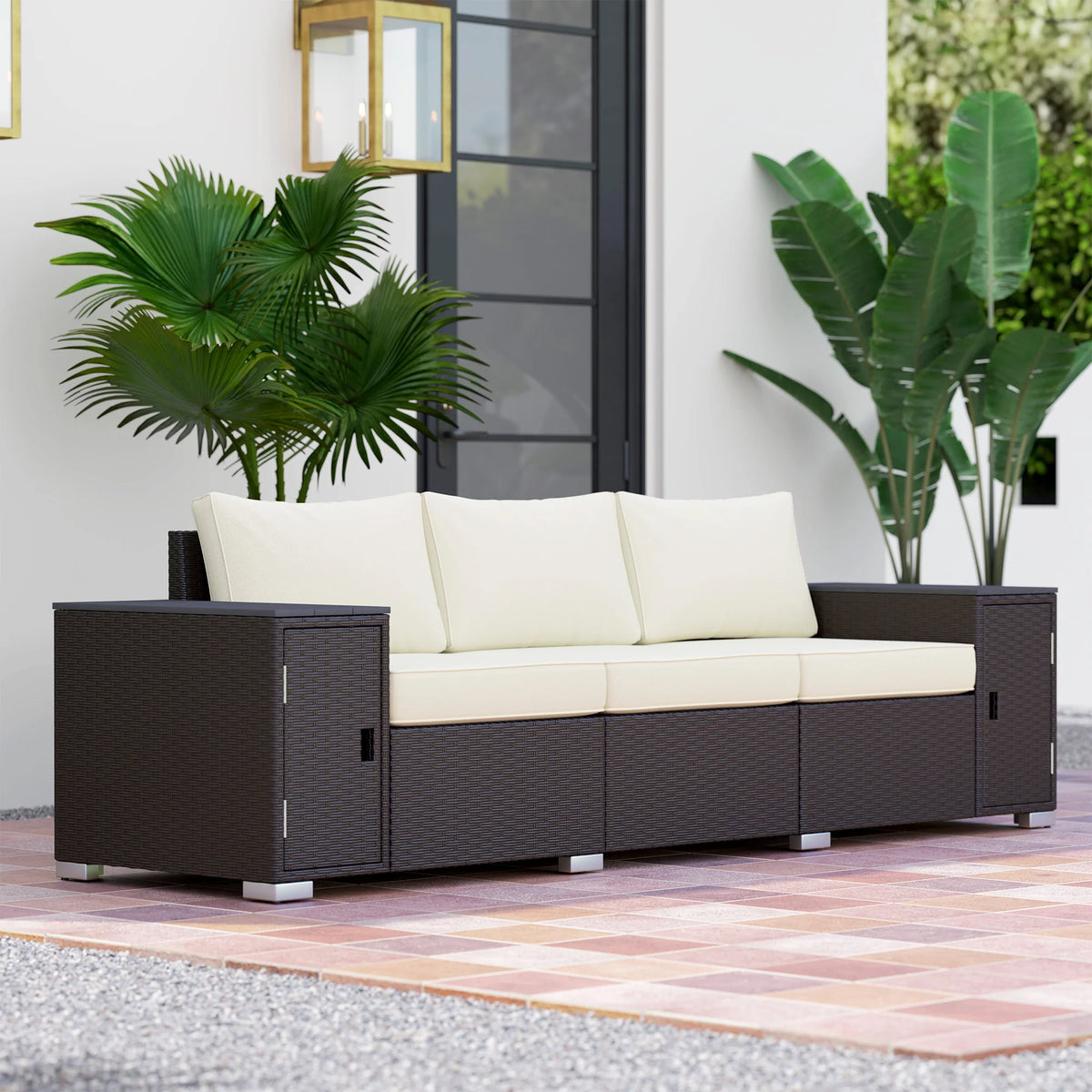 Wicker Outdoor Couch with Storage