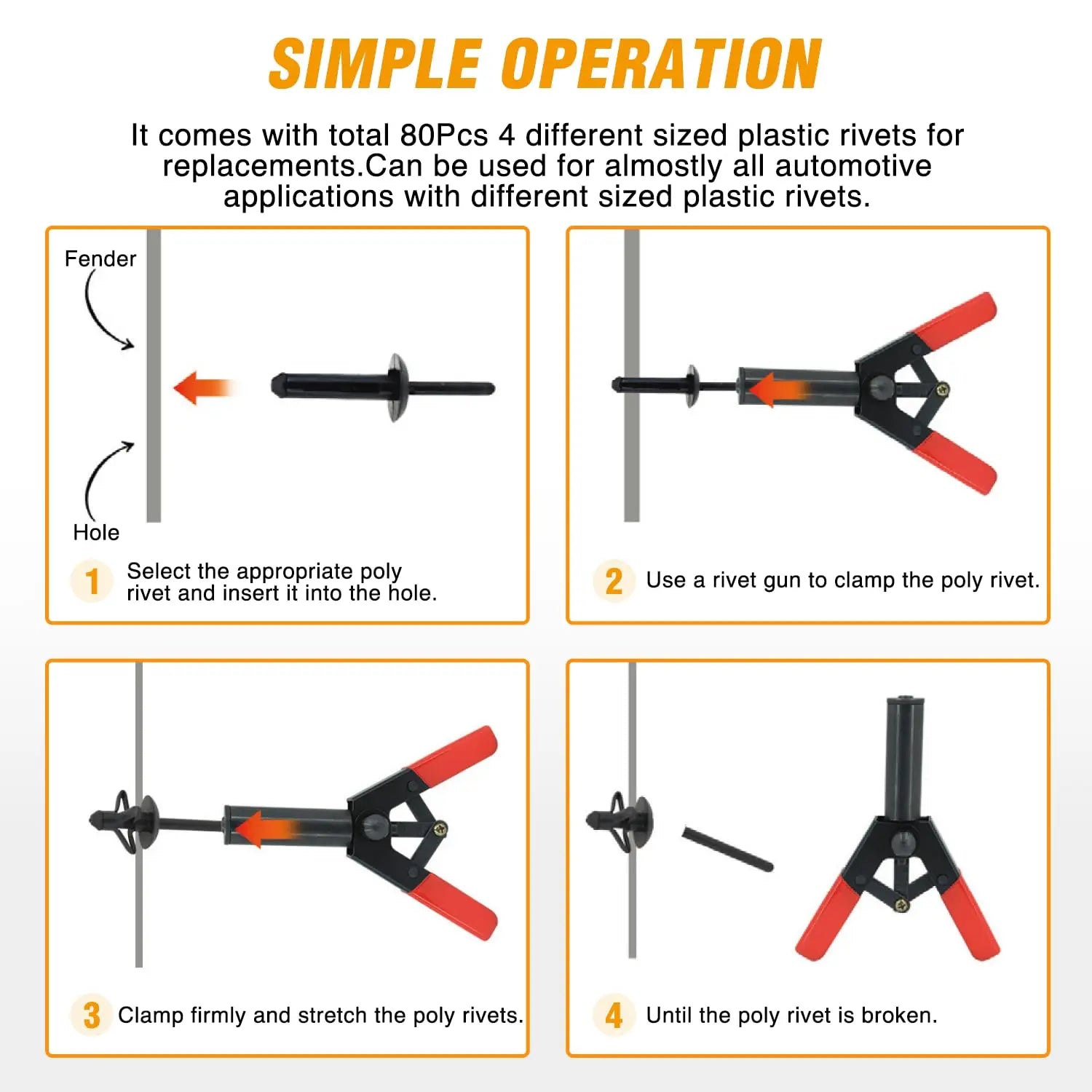 Rivet Gun Set  for Car Door Panel Upholstery Trim Installation