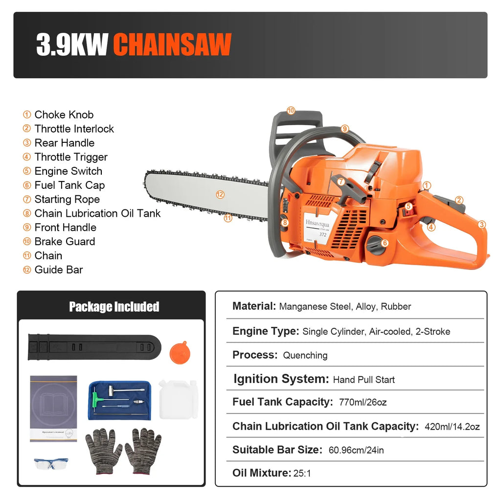 24" Gas Powered Chainsaw