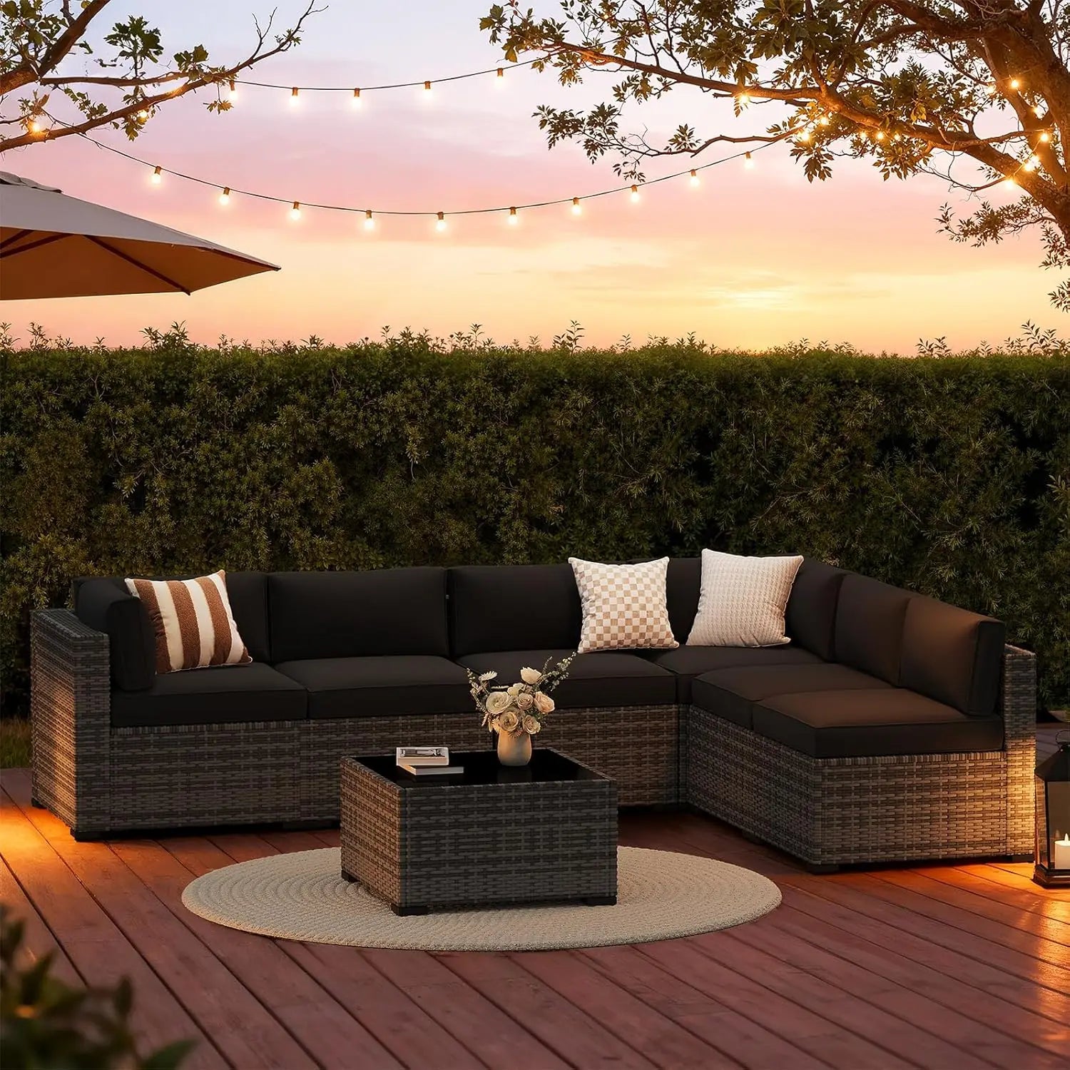 7-Piece Patio  Wicker Rattan Furniture Set