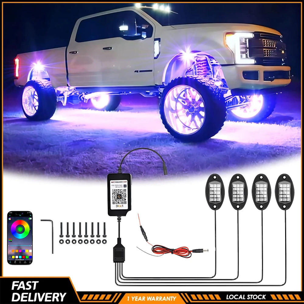 Universal 4 Pods RGB Car LED Rock Lights